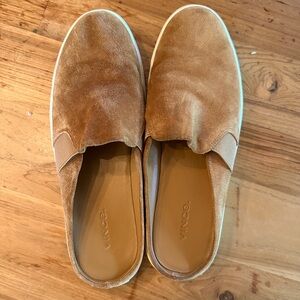 Tan suede Vince slip on mules